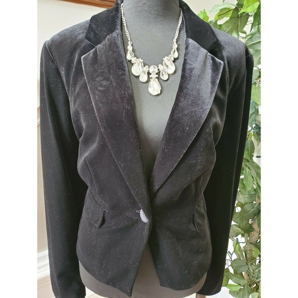 Daisy Fuentes Women's Black Polyester Long Sleeve One Buttons Fitted Blazer XL - Picture 2 of 16